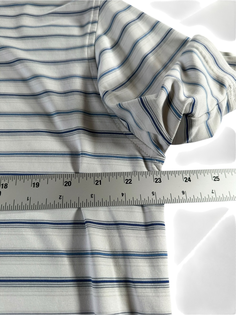 Pebble Beach White Polo with Thin Blue Stripes Men’s XL - Picture 6 of 8